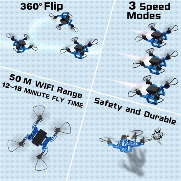 5 in 1 STEM Building Educational Toys for Kids Ages 8-12,RC Mini Drones for Kids - Picture 5 of 6